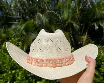 Pink Solar Quartz Hat Band | Polished Stone With Gold Trim  display picture 3