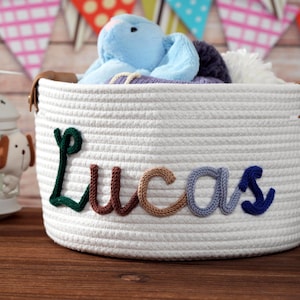 Personalisierter handgemachter Korb für Baby Jungen • Osterkorb • Spielzeug Organizer für Jungen • Babypartygeschenk • Neugeborenen Jungen Korb • Aufbewahrung zu Hause