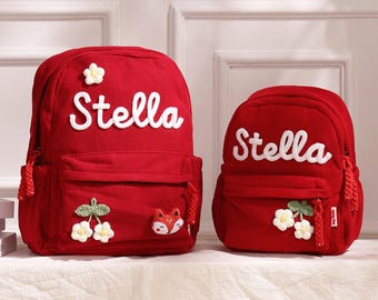 Personalized Corduroy Toddler Backpack, Custom Children Schoolbag, Children's Day Gift, Kids Birthday Gifts, Customize Name School Bag