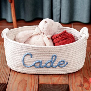 Benutzerdefinierte Baby-Dusche-Geschenk-Korb, Baby-Dusche-Korb, personalisierte Name Korb, Baby Spielzeug Korb, Baumwollseil Korb, Neugeborene Baby-Kinderzimmer-Geschenk