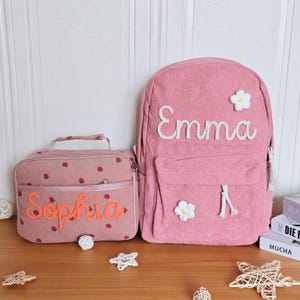 Hand Custom Kids Backpack and Lunch Bag, Personalized SchoolBag & Lunchbag, Back to School Kit, Children&#39;s Backpack, Kids Lunchbag