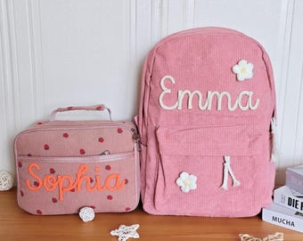Hand Custom Kids Backpack and Lunch Bag, Personalized SchoolBag & Lunchbag, Back to School Kit, Children&#39;s Backpack, Kids Lunchbag
