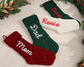 Hand Custom Christmas Stockings, Personalized Family Christmas Stockings, Xmas Stocking, Monogram Name Stocking Decor, Holiday Stocking Gift