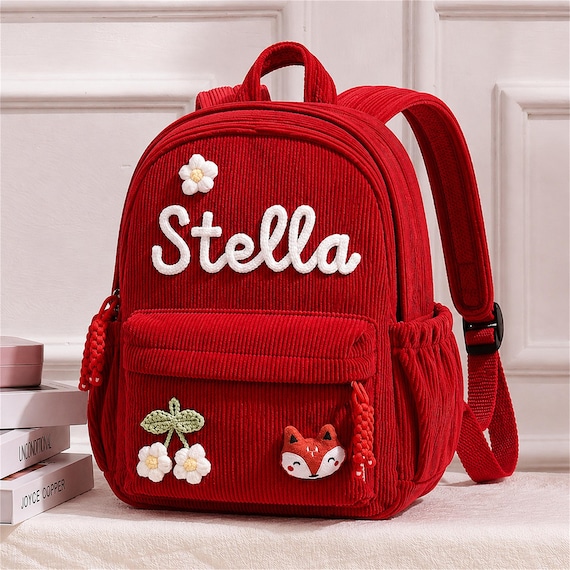 Personalized Kids Backpack, Corduroy Toddler Backpack, Custom Name Preschool Bag, Kindergarten School Backpack, Gift for Girls Boys