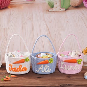 Osterkorb für Kinder, benutzerdefinierter Osterkorb für Kinder, personalisierter Osterhasenei-Karotten-Aufbewahrungskorb, Häschen-Babyparty-Geschenktasche