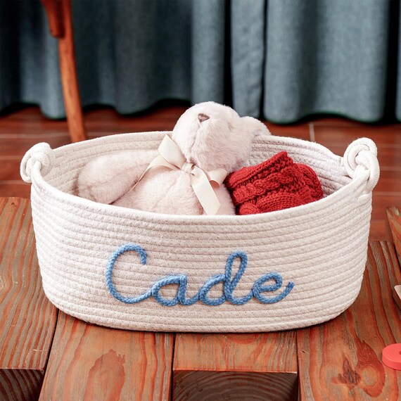 PGORSDOR Panier de rangement personnalisé pour fête prénatale, panier de rangement pour baptême d'enfants, panier de rangement de vêtements en corde