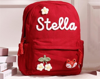 Personalized Corduroy Toddler Backpack, Custom Children Schoolbag, Children's Day Gift, Kids Birthday Gifts, Customize Name School Bag