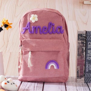 Sac à dos personnalisé pour enfant, cadeau d'anniversaire de cartable pour enfant, cartable avec nom monogramme pour toute petite fille et garçon, sacs à dos en velours côtelé