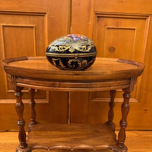 Antique ‘Chateau Des Etoiles’ French Sevres style rare egg shaped porcelain box.