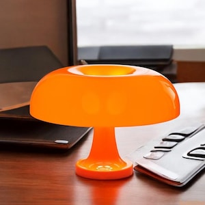 Orange Mushroom Table Lamp: Retro Bauhaus Bedside Light