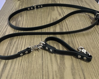 Black Handsfree 2-in-1 Biothane Leash with Detachable Traffic Lead