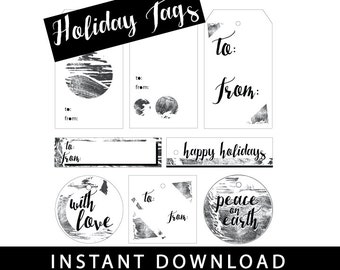 Printable Holiday Tags by Sara Tea - Printable Christmas Tags, Holiday Tags, Christmas Gift Tags, Christmas Labels, Tags, Printable Tags