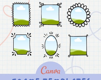 Canva Doodle Frame Templates | Editable Canva Frames | Drag and Drop Frames for Canva | Cute Photo Frames