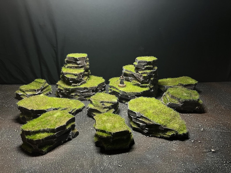 Wargaming Warhammer 40k Compatible Terrain Set of Grass Hills Fully ...