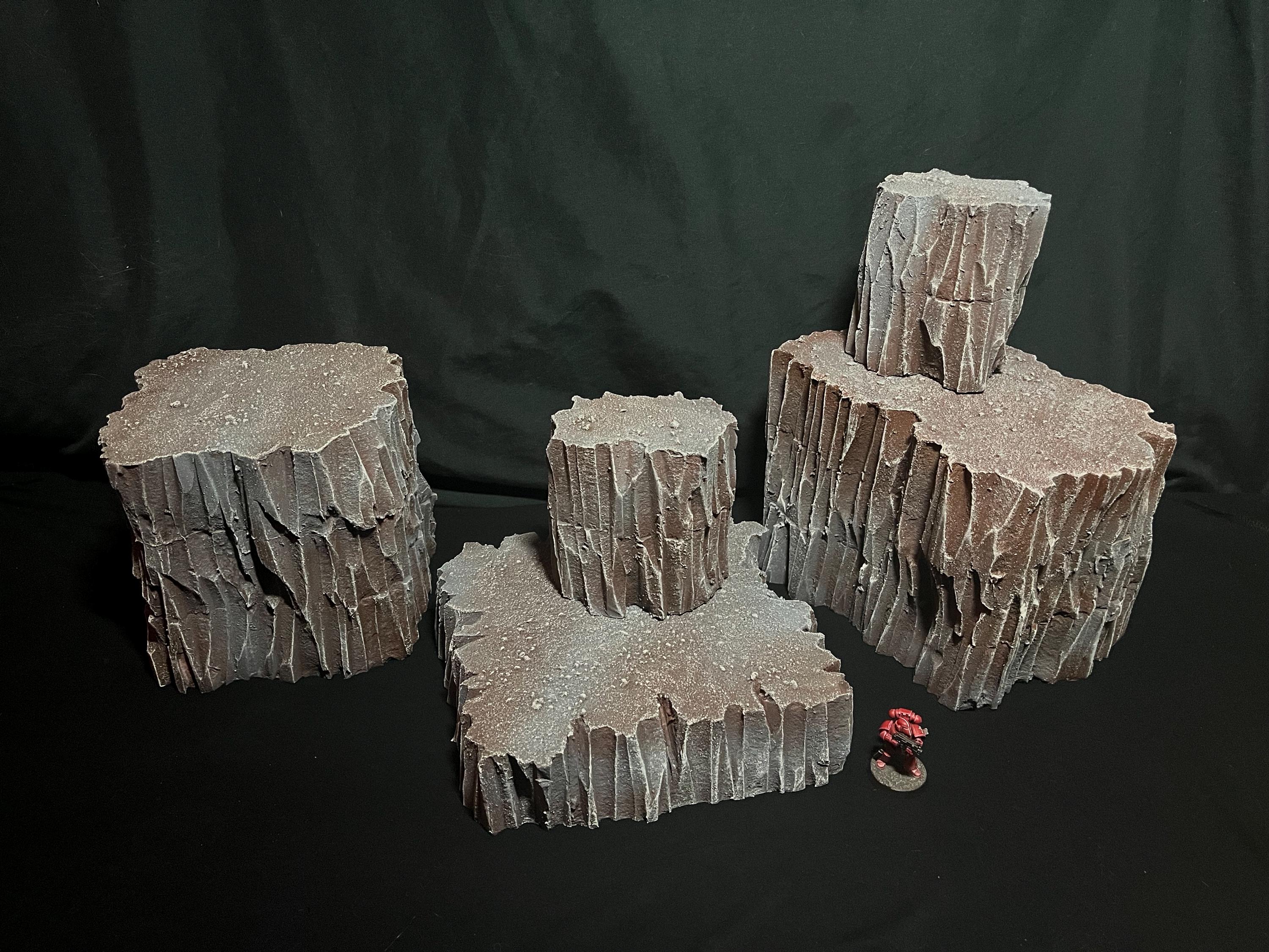 Warhammer 40k Compatible Wargaming Terrain Set of Modular Hills Rocks ...