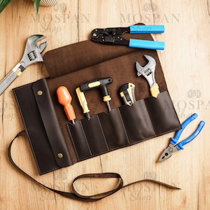 Werkzeugrolle aus Leder, Werkzeugtasche aus Leder, Aufrollbare Werkzeugtasche, Werkzeugaufbewahrung aus Leder, Mechaniker Werkzeugrolle, Werkzeugtasche aus Leder