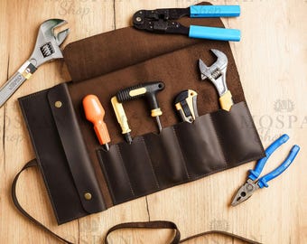 Custom tool roll, Leather tool case, Roll up tool bag, Leather tool storage, Mechanic tool roll, Leather tool wrap, Leather tool pouch