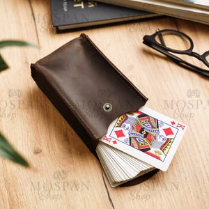 Porte-cartes personnalisé, Porte-cartes en cuir, Porte-jeu de cartes, Porte-cartes à jouer, Étui porte-cartes, Porte-cartes en cuir, Porte-cartes fait main