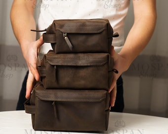 Borsa da toilette personalizzata, Borsa da toilette in pelle, Borsa da barba in pelle, Borsa da toilette da uomo, Kit da toeletta da uomo, Borsa da toilette da sposo
