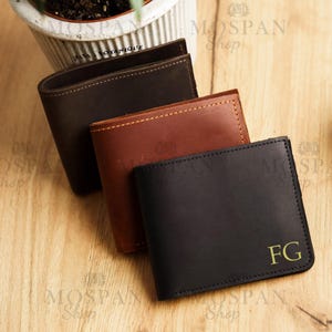 Billetera personalizada para hombre, Billetera de cuero marrón, Billetera de cuero para hombre, Billetera duradera para hombre, Billetera plegable para hombre, Billetera de cuero personalizada