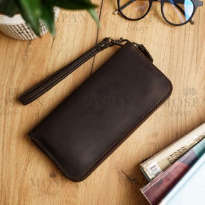 Cartera de pulsera para teléfono, Cartera grande de cuero, Cartera con cremallera para mujer, Cartera de pulsera con cremallera, Cartera de pulsera de cuero, Cartera de mano para mujer