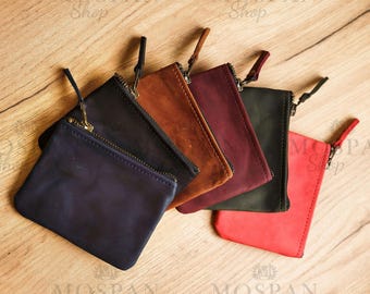 Portamonete in pelle, Portamonete in pelle con cerniera, Portamonete piccolo in pelle, Portamonete in pelle con cerniera, Portamonete con cerniera