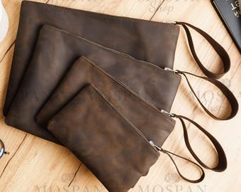 Borsa per il trucco in pelle, Pochette da donna, Borsa per cosmetici in pelle, Pochette in pelle, Borsa a marsupio in pelle, Borsa per il trucco da donna, Marsupio con cerniera