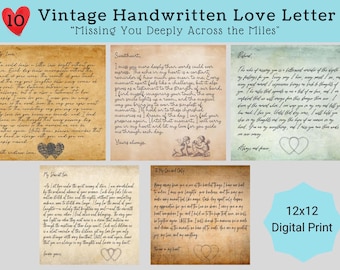 Vintage Romantic Love Letters: Handwritten Ephemera Junk Journal Paper, Vintage Handwriting (Digital Download)
