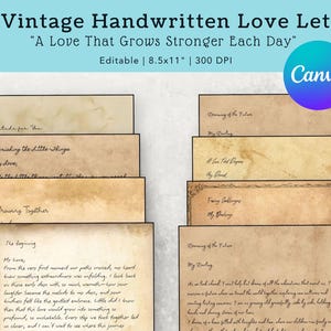 Vintage Liebesbriefe: Romantische Handschrift für Junk Journals Vintage Ephemera Journal (editierbar in Canva)