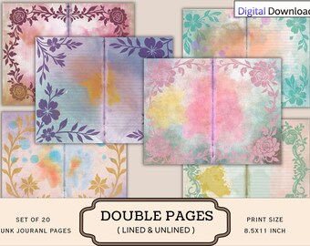 Vintage Floral Lined & Unlined  Writing Papers Junk Journal – Printable Botanical Pages