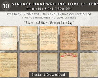 10 Vintage Love Letters: Handwriting Ephemera (Digital Download)