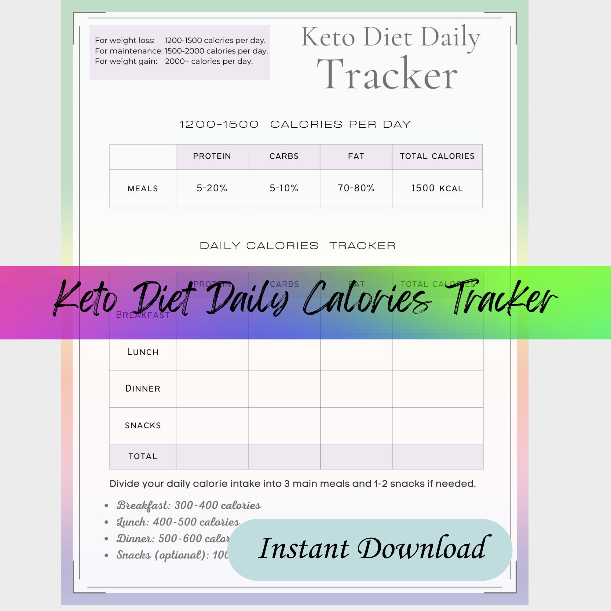 Keto Calories Tracker Printable Minimalist Weekly Planner Monthly ...