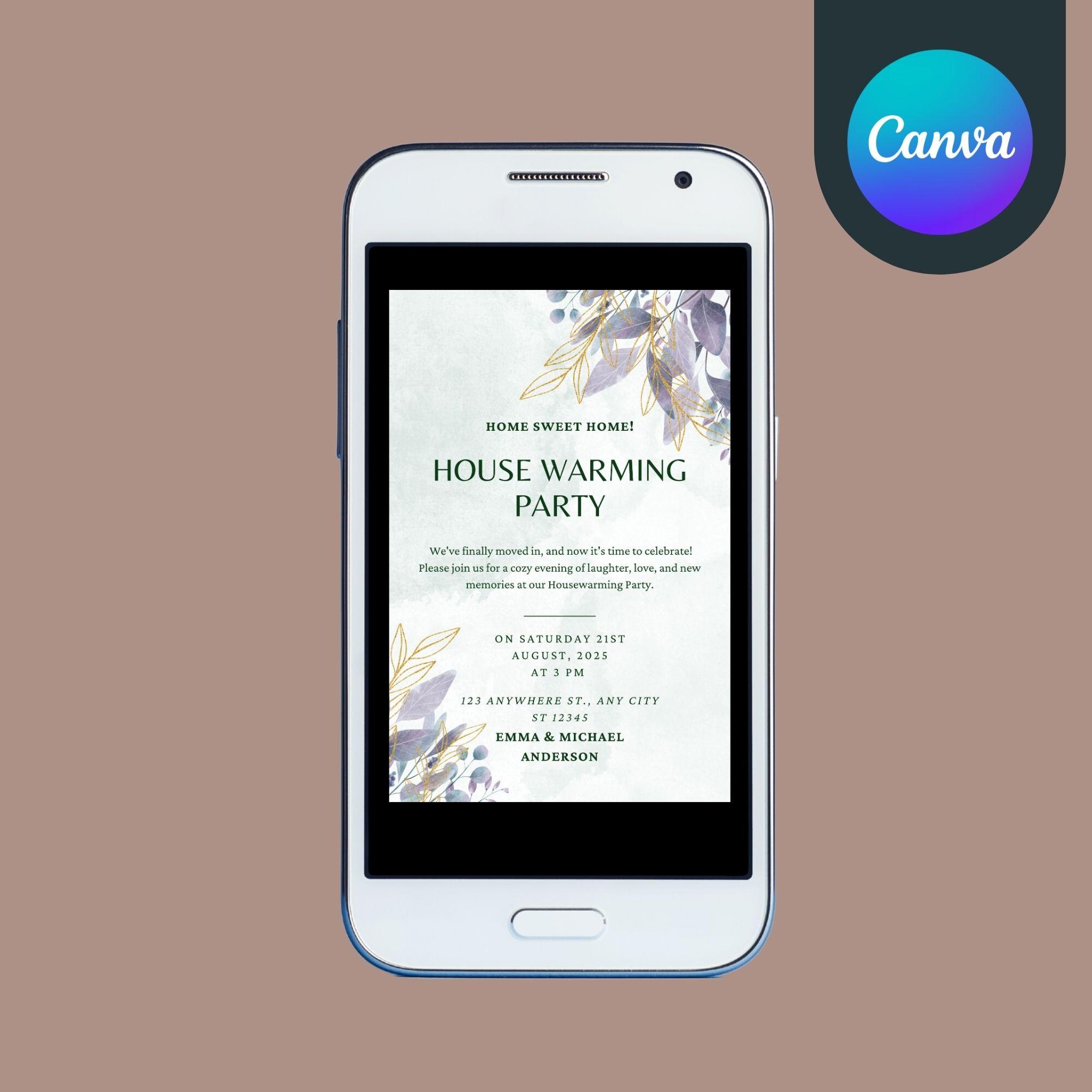 Editable Housewarming Invitation Card for Your New House Party Modern ...