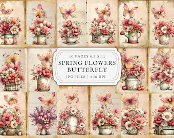 Butterfly Floral Junk Journal Kit: Spring Garden Printable (Digital Download)