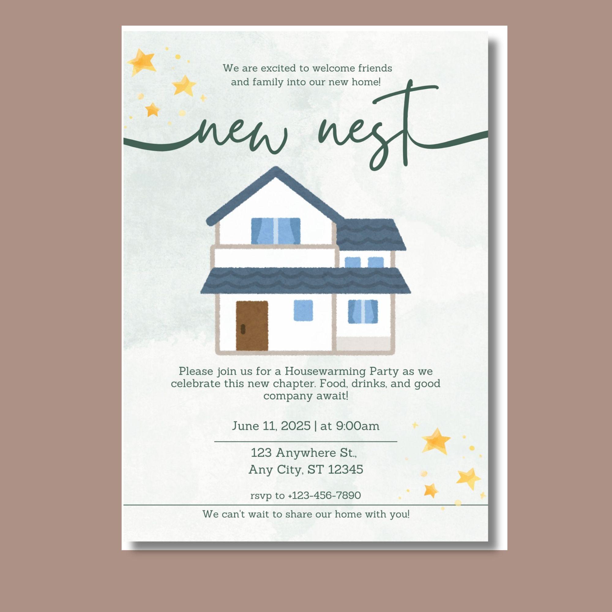 Editable Housewarming Invitation Card for Your New House Party Modern ...