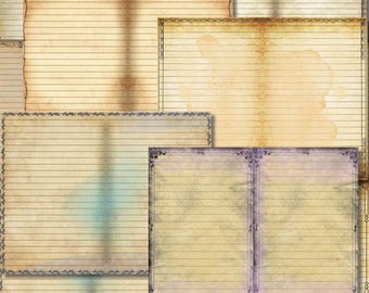Papeles de diario vintage con líneas en blanco, suministros para álbumes de recortes, efímeras, papel viejo manchado de Stamperia