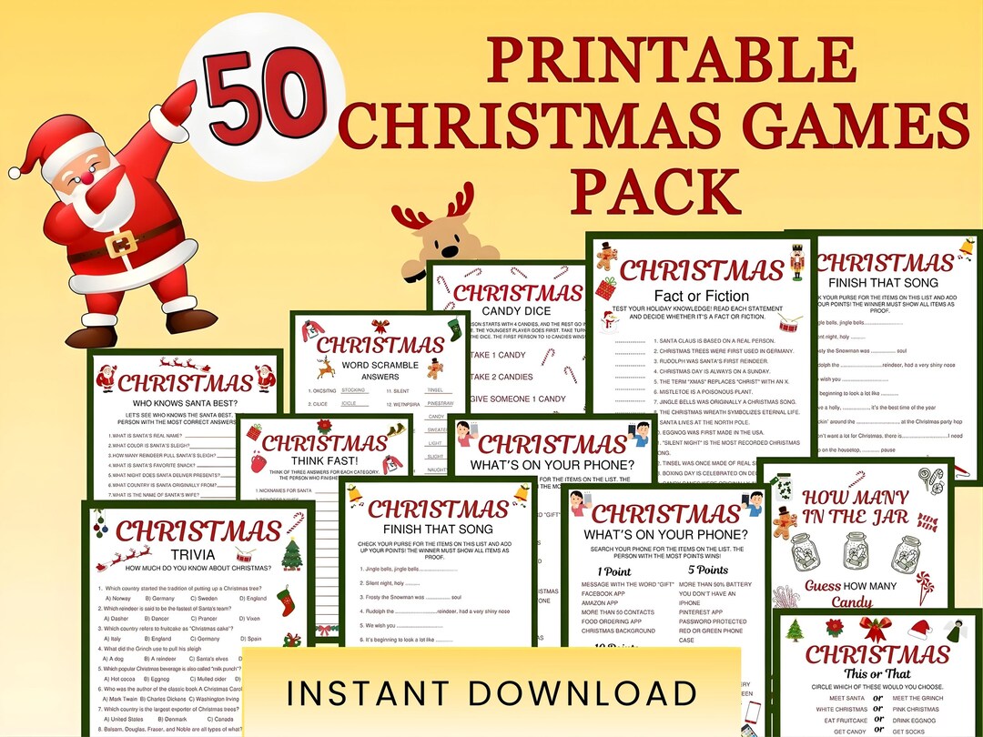 50 Christmas Games Bundle | Printable Holiday Party Games (PDF) - Etsy UK