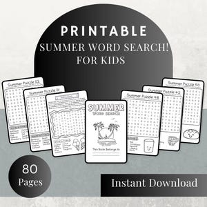 Sommer Wortsuchrätsel für Kinder: 80 Seiten (druckbar, Sofortdownload)