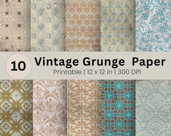 Vintage Grunge Paper, Scrapbook Printable Junk Journal Ephemera  Vintage Cottagecore Background