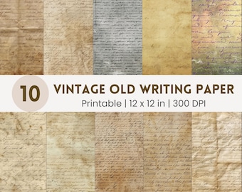 Vintage Writing Paper Printables, Aged Paper Ephemera (Digital Download)