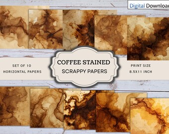 Coffee Stained Paper Pack: Grungy Vintage Journal Pages (Digital Download)
