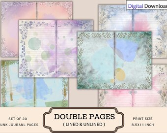 Vintage Floral Lined & Unlined  Writing Papers Junk Journal – Printable Botanical Pages