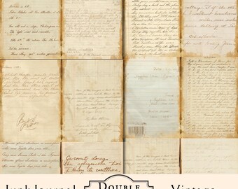 Vintage Ledger Paper, Junk Journal Kit (Digital Download, 11x8.5 inches)