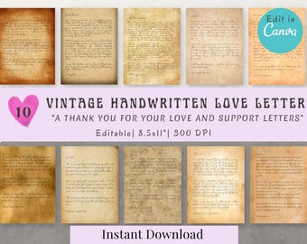 Oud handschrift liefdesbrief jubileumcadeau Gepersonaliseerd cadeau voor vriend Vriendin Vintage kortstondig dagboek