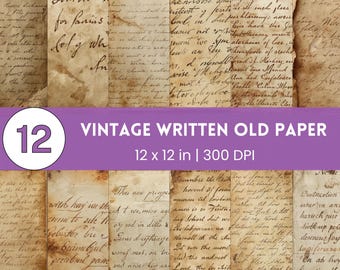 Vintage Handwriting Pattern Paper Ephemera Scrapbooking & Junk Journal Written Textures Backgrounds