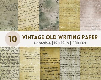 Vintage Old Writing Aged Paper Kit Scrapbook Printable Junk Journal Ephemera