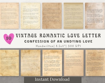 Vintage Love Letters: Romantic Ephemera for Junk Journal Printable Handwritten(Digital Download)