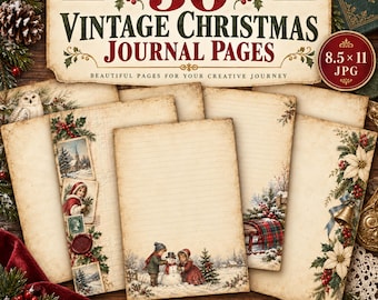 30 Vintage Christmas Journal Pages, Victorian Writing Paper (Digital Download)