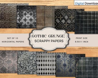 Gothic Grunge Scrappy Papers, Dark Victorian Patterns (Digital Download)