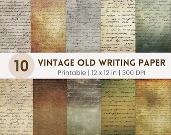 Vintage Aged Writing Paper, Printable Ephemera (12x12, 300 dpi)